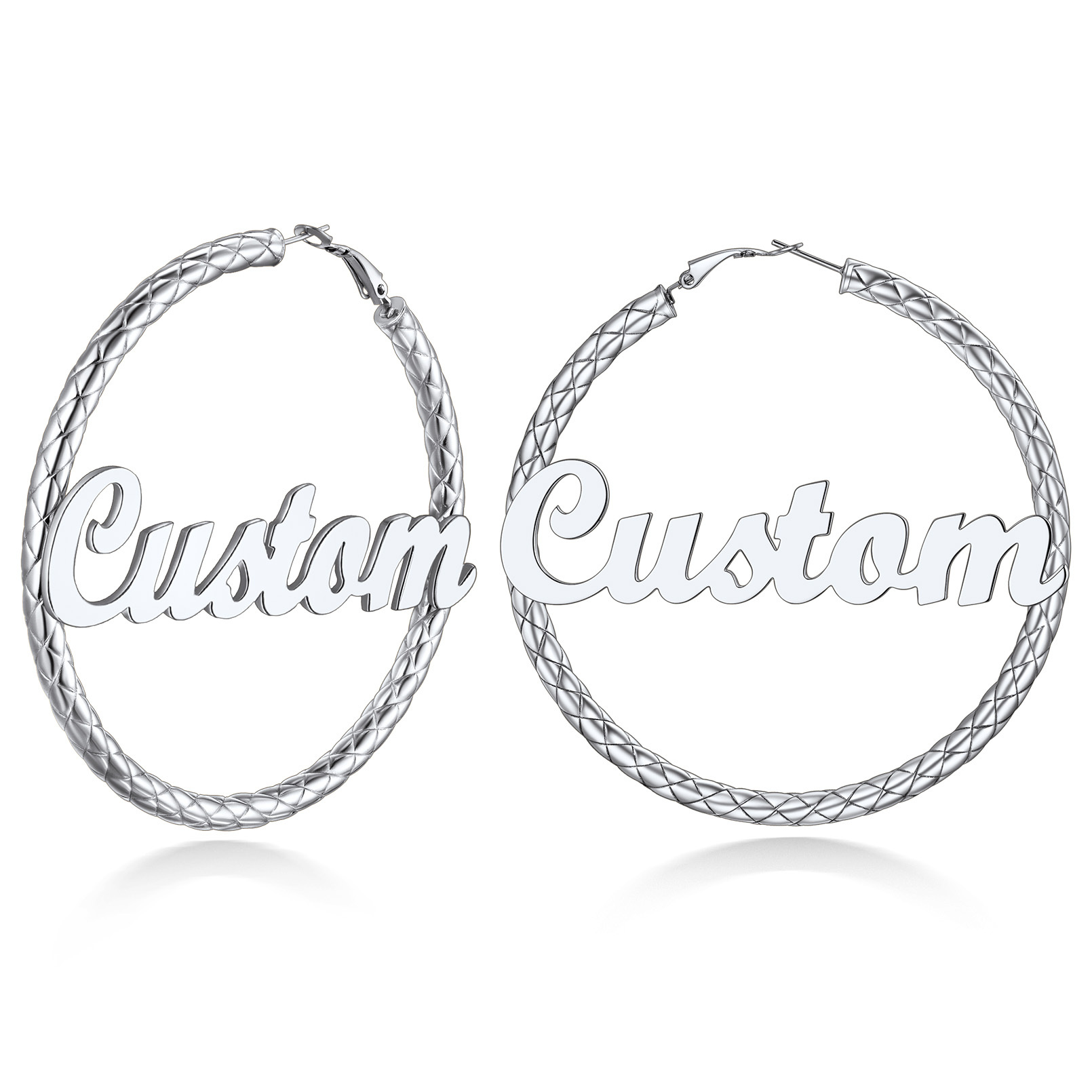 Personalized Hoop Earrings with Name Inside Gift for Women silver 80