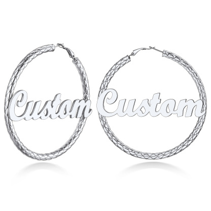 Personalized Hoop Earrings with Name Inside Gift for Women silver 80