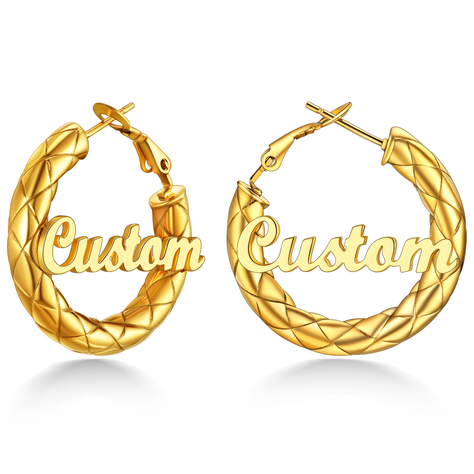 Personalized Hoop Earrings with Name Inside Gift for Women gold 30