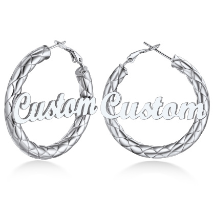 Personalized Hoop Earrings with Name Inside Gift for Women silver 40