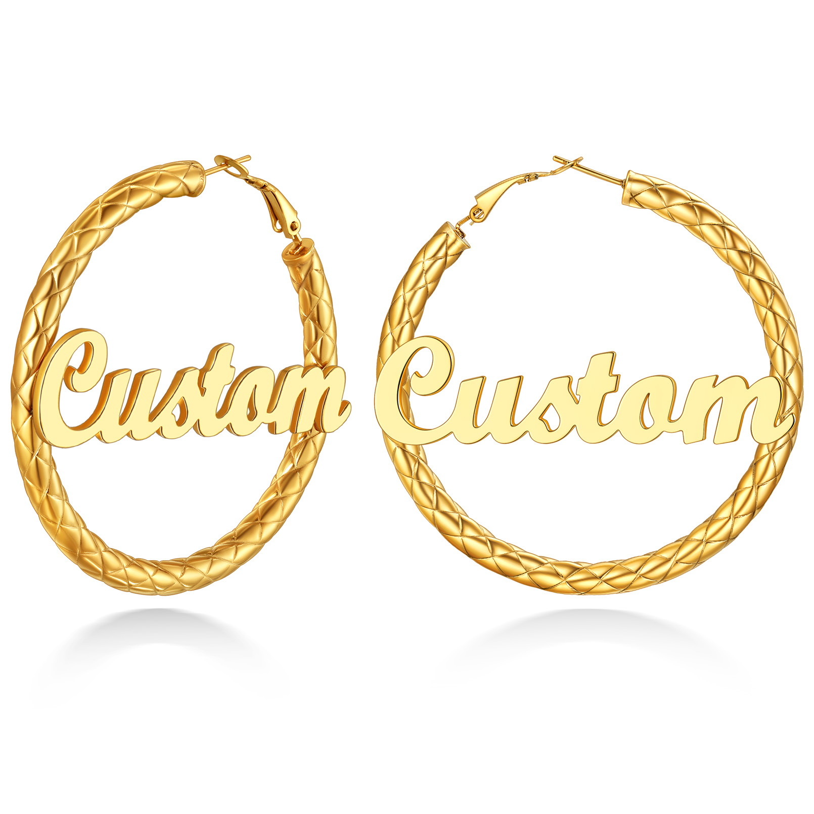 Personalized Hoop Earrings with Name Inside Gift for Women gold 60