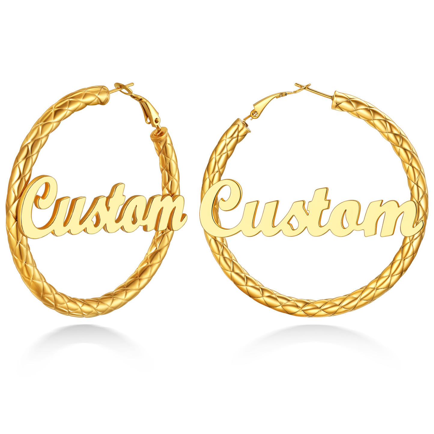 Personalized Hoop Earrings with Name Inside Gift for Women gold 60