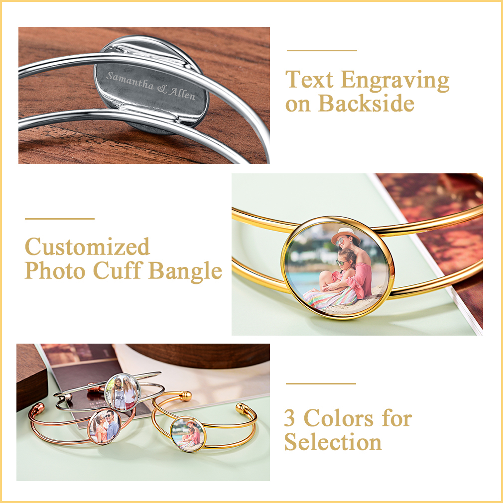 Personalized Photo Cuff Bracelets for Women detail