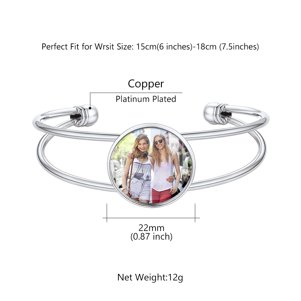 Personalized Photo Cuff Bracelets for Women size