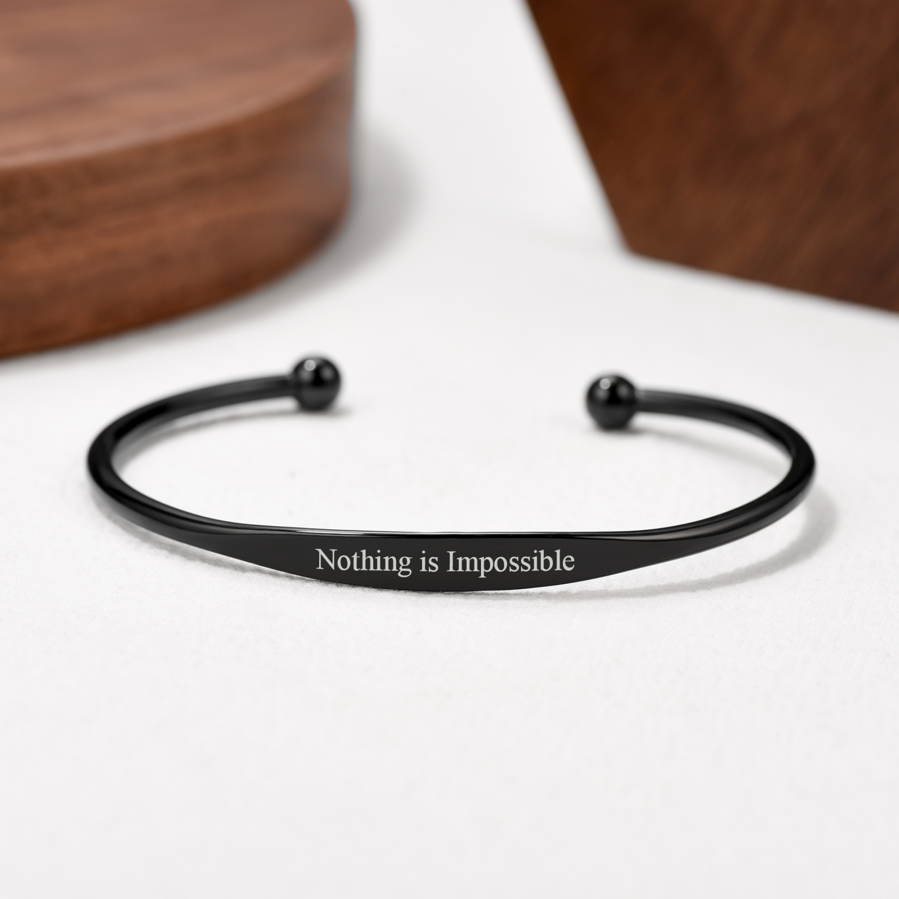 Personalized Engraved Name Cuff Bracelets for Women occasion black