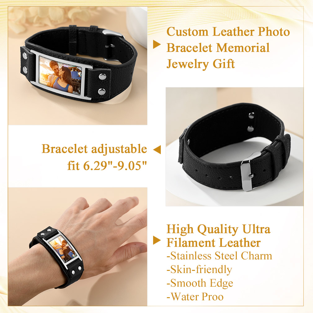 Custom Leather Band Bracelet for Men detail