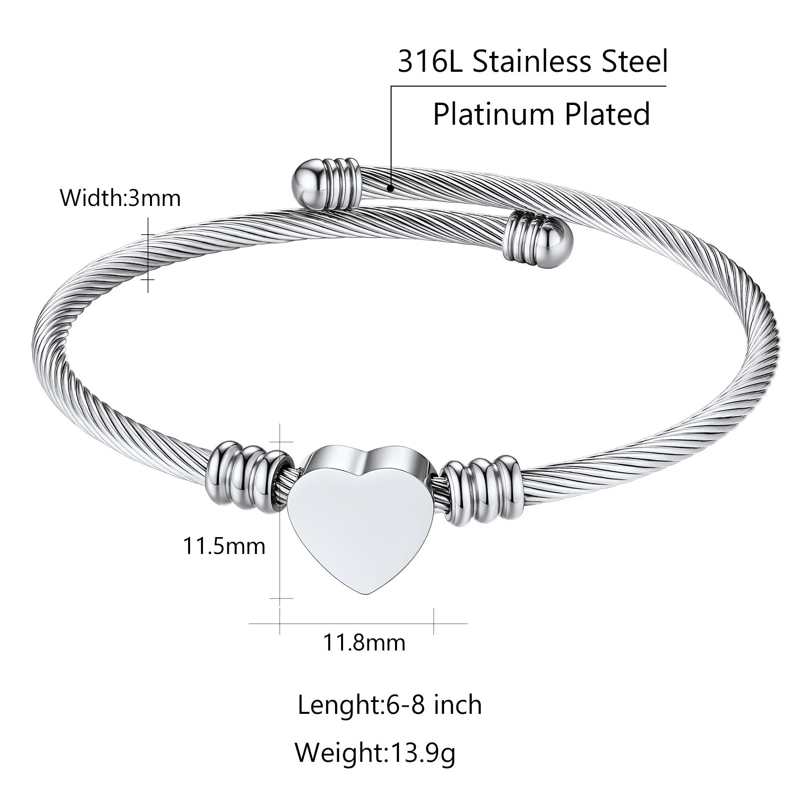 Custom Name Engraved Bangle Cuff Bracelet for Women size