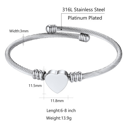 Custom Name Engraved Bangle Cuff Bracelet for Women size