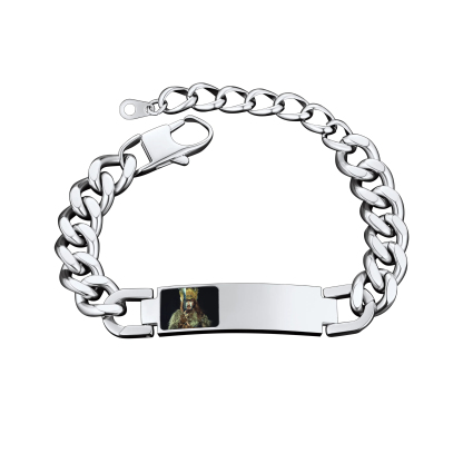 Personalized Nameplate Cuban Link Chain Picture Bracelet