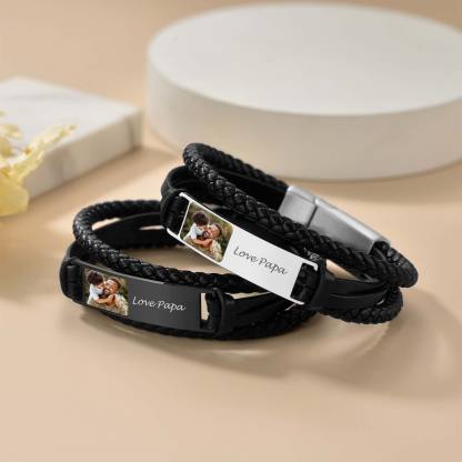 Custom4U Text Engrave ID Photo Bracelet