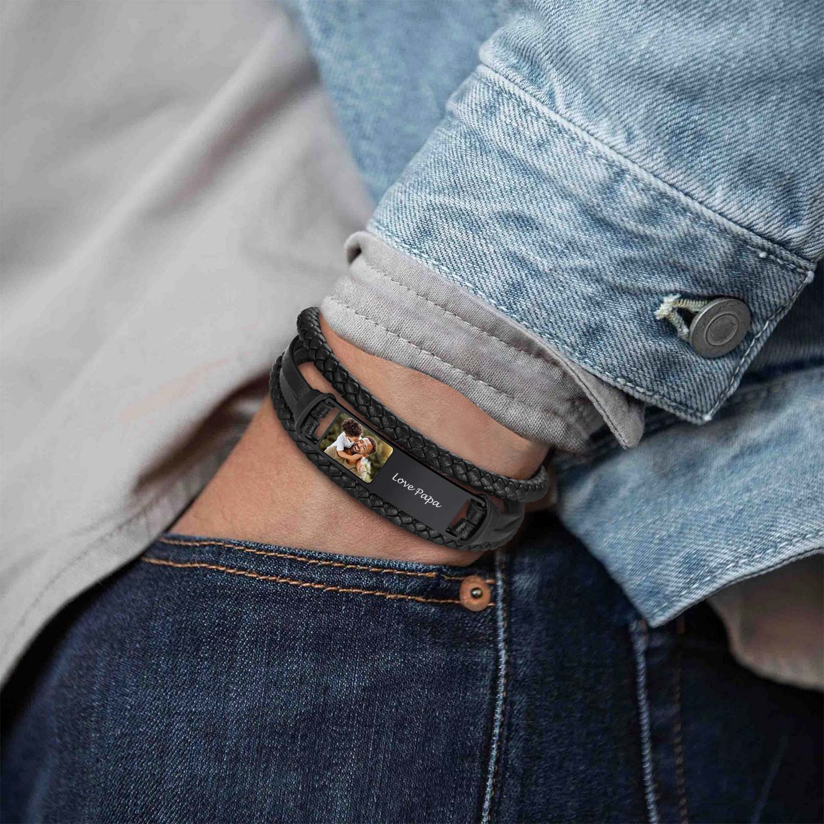 Customized Text Engrave Photo Bracelet