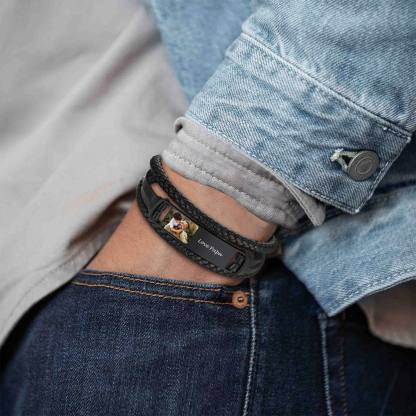 Customized Text Engrave Photo Bracelet