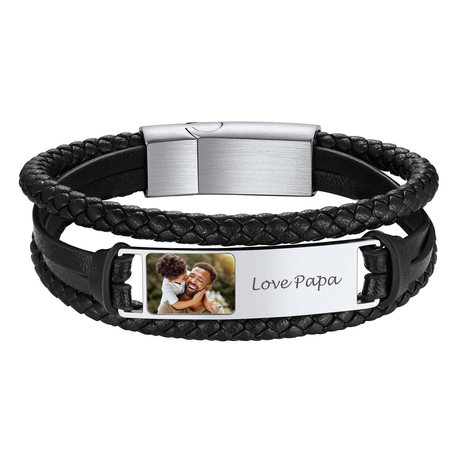 Custom4U Customized Text Engrave ID Photo Bracelet