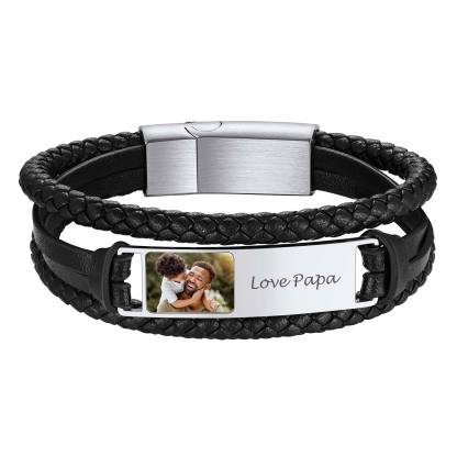 Custom4U Customized Text Engrave ID Photo Bracelet