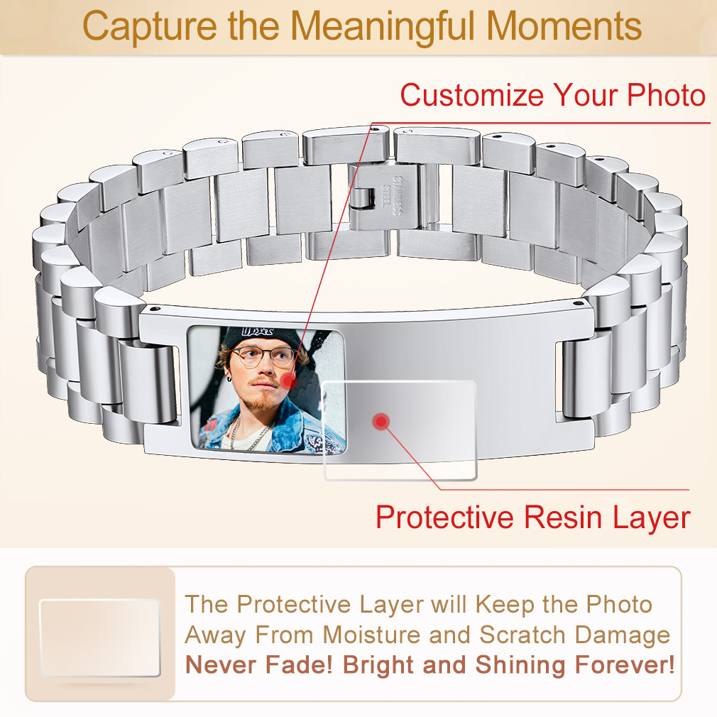 Photo Wristband ID Bracelets for Men