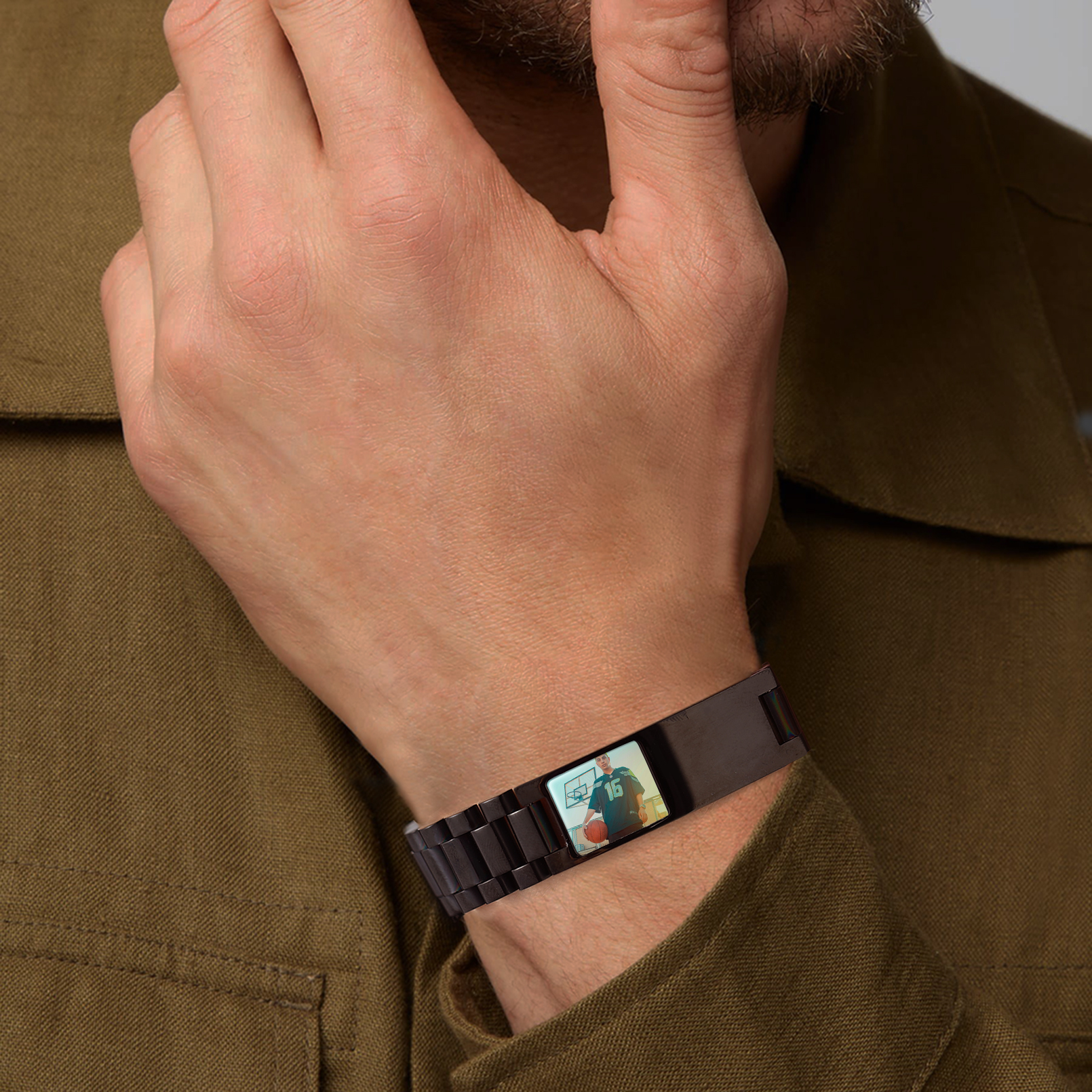 Personalized Photo ID Bracelets for Men model