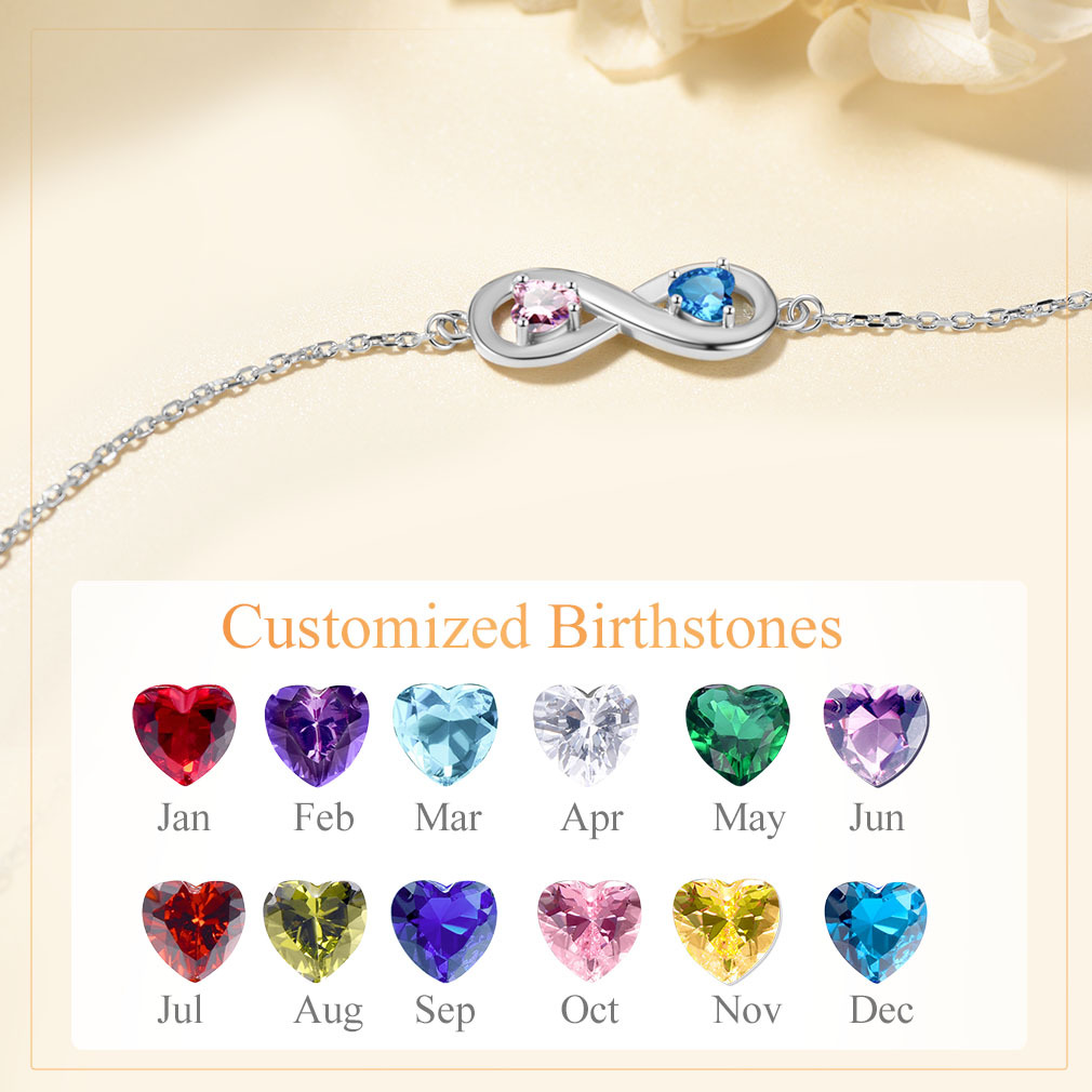 Personalized Name Birthstone Sterling Silver Bracelets