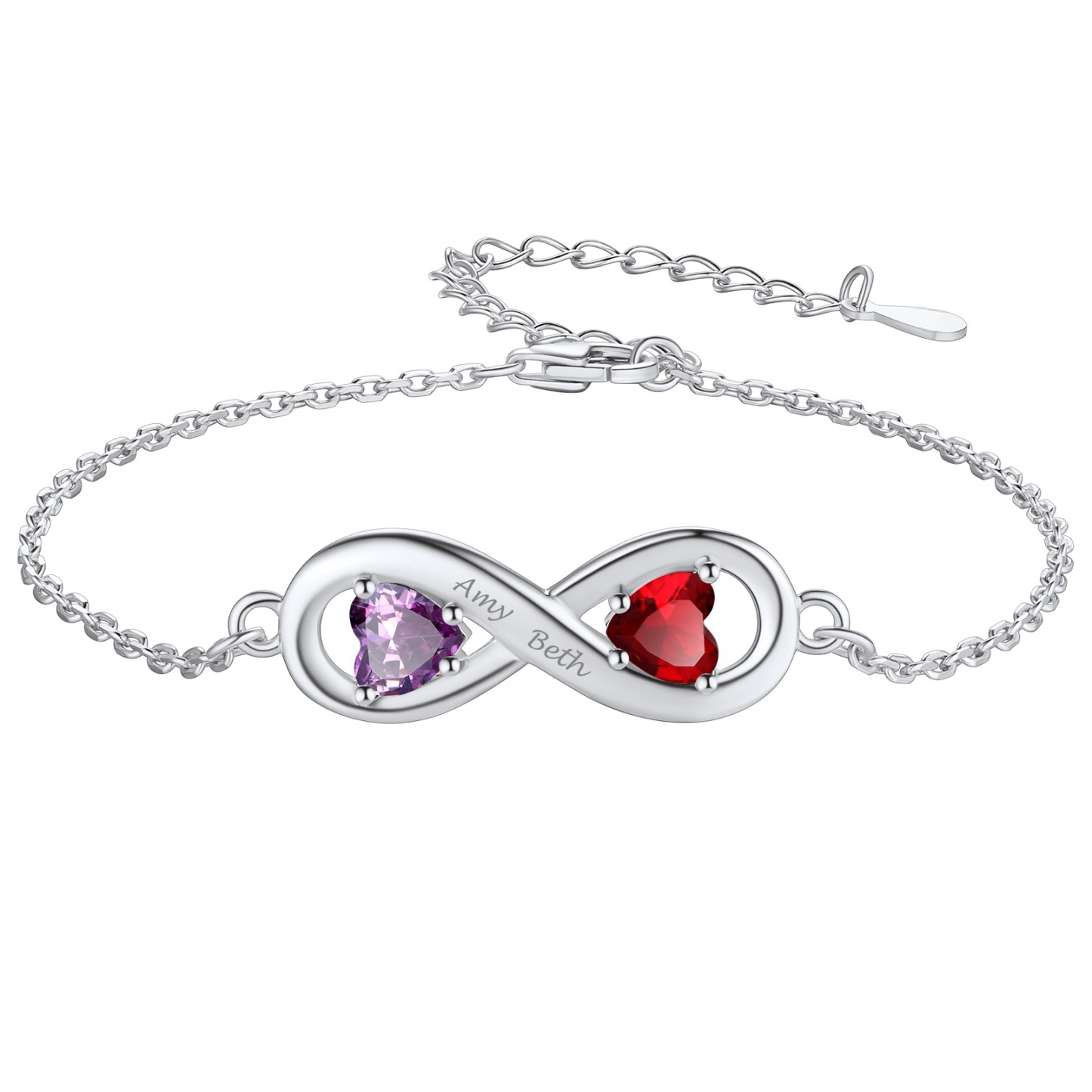 Personalized Name Birthstone Infinity Sterling Silver Bracelets