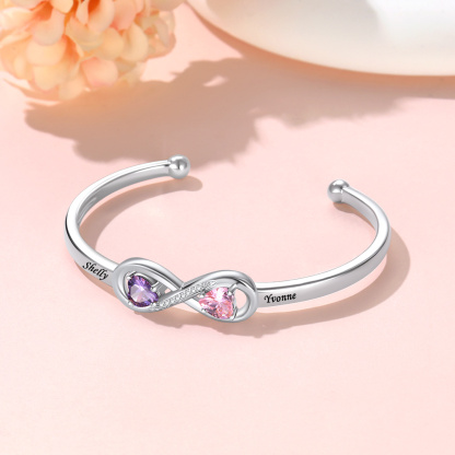 Personalized Birthstone Engraved Name Infinity Bracelets for Women silver occasion
