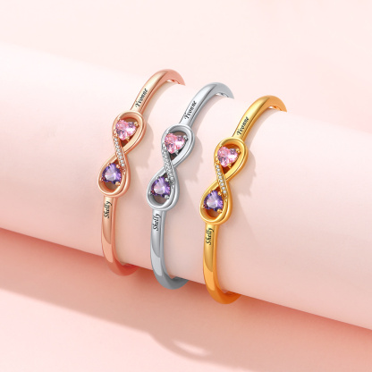 Personalized Birthstone Engraved Name Infinity Bracelets for Women collection