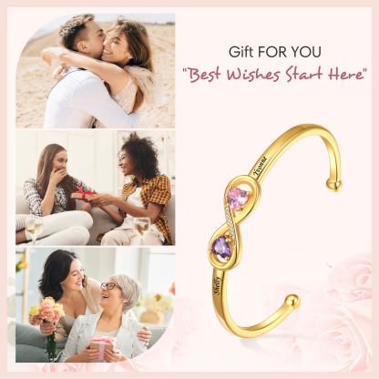 Personalized Birthstone Engraved Name Infinity Bracelets for love ones