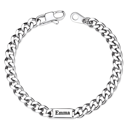 Personalized Multi-Name Cuban Chain Bracelet with 1 Engravable Bar