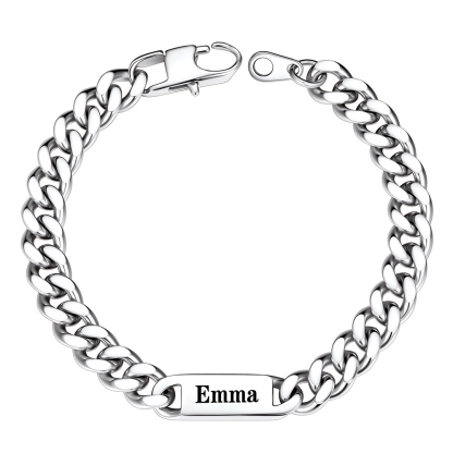 Silver 7mm Personalized Multi-Name Cuban Chain Bracelet with Engravable Bars