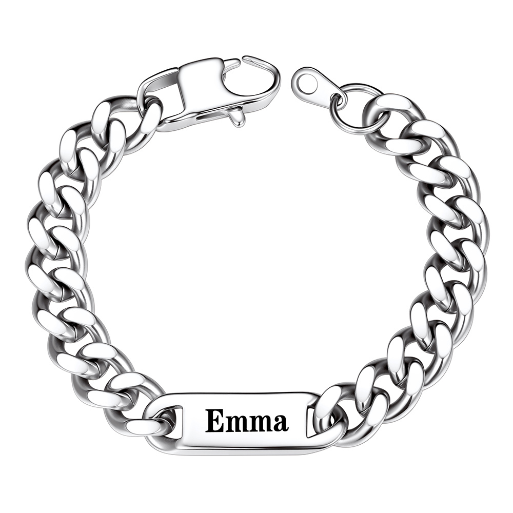 9mm Personalized Multi-Name Cuban Chain Bracelet with Engravable Bars