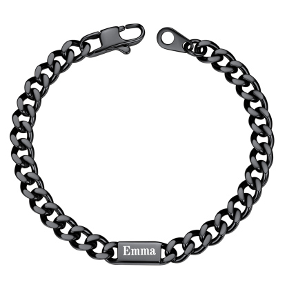 Personalized 1 Name Cuban Chain Bracelet with Engravable Bars