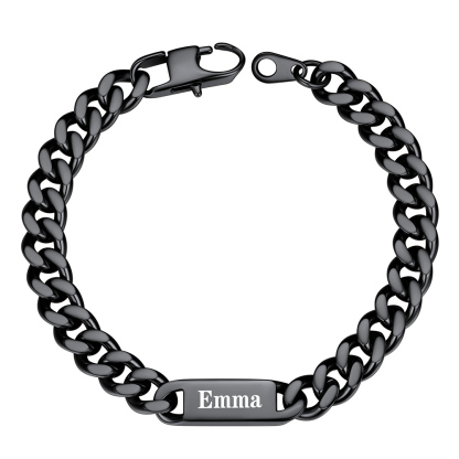 7mm Black Personalized Multi-Name Cuban Chain Bracelet with Engravable Bars