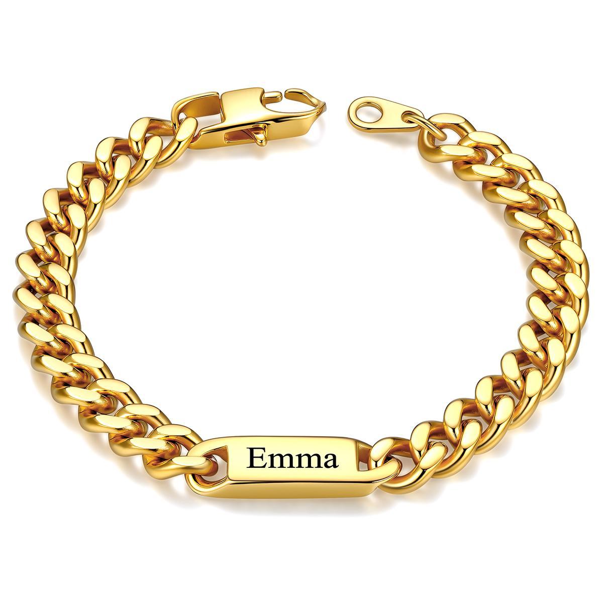 Personalized Multi-Name Cuban Chain Bracelet with Engravable Bars for Him
