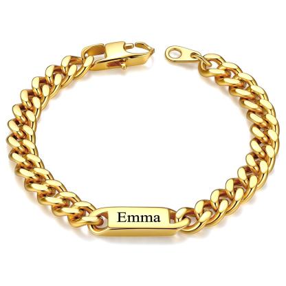 Personalized Multi-Name Cuban Chain Bracelet with Engravable Bars for Him