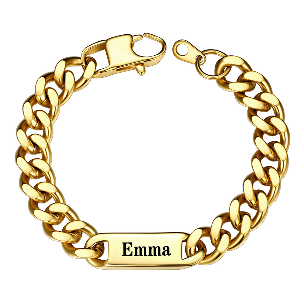 Gold Personalized Multi-Name Chain Bracelet with Engravable Bars