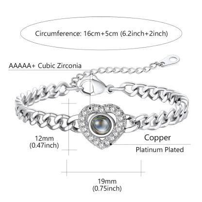 Personalized Heart Photo Projection Bracelet for Women Size
