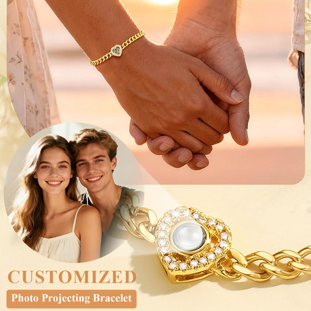 Personalized Heart Photo Projecting Bracelet for Women