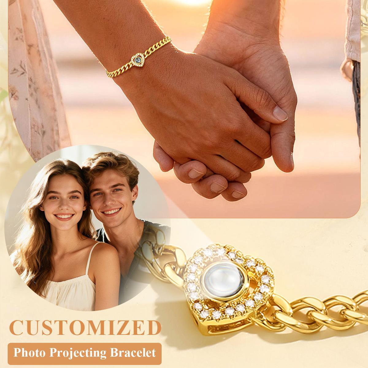 Personalized Heart Photo Projecting Bracelet for Women