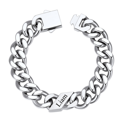 Custom 1 Name Cuban Link Bracelet 12MM Silver