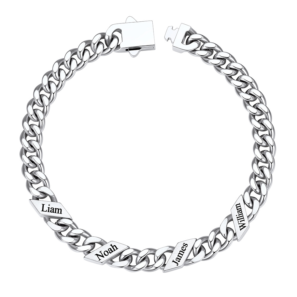 Custom 4 Names Cuban Link Bracelet 7MM