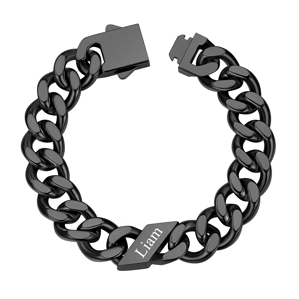 Custom Names  Cuban Link Bracelet 12MM Black
