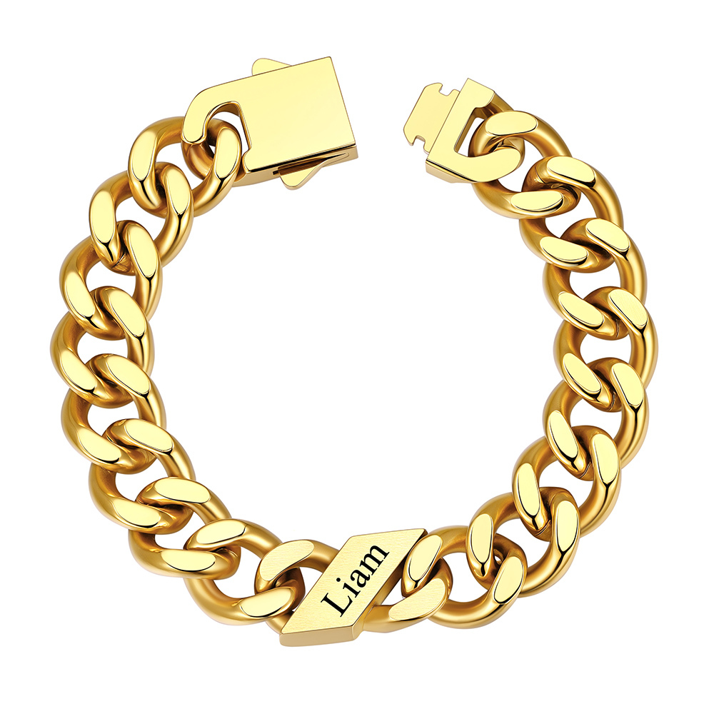 Custom 1 Name Cuban Link Bracelet 12MM Gold