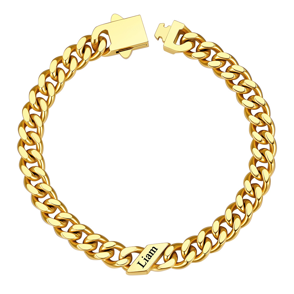 Custom 1 Name Cuban Link Bracelet 7MM Gold