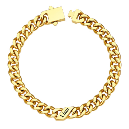 Custom 1 Name Cuban Link Bracelet 7MM Gold
