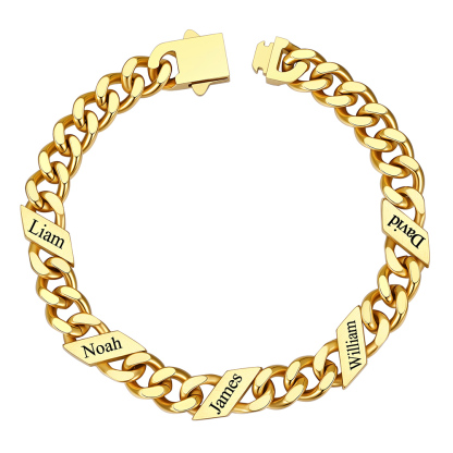 Custom 5 Names Cuban Link Bracelet 9MM Gold