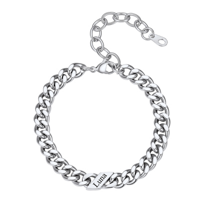 Personalized Multi-Name Cuban Chain Bracelet 7MM Silver