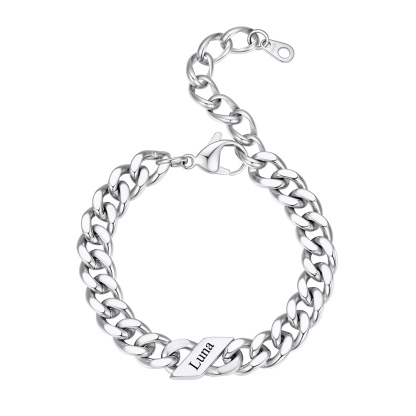 Personalized Multi-Name Cuban Chain Bracelet 9MM Silver