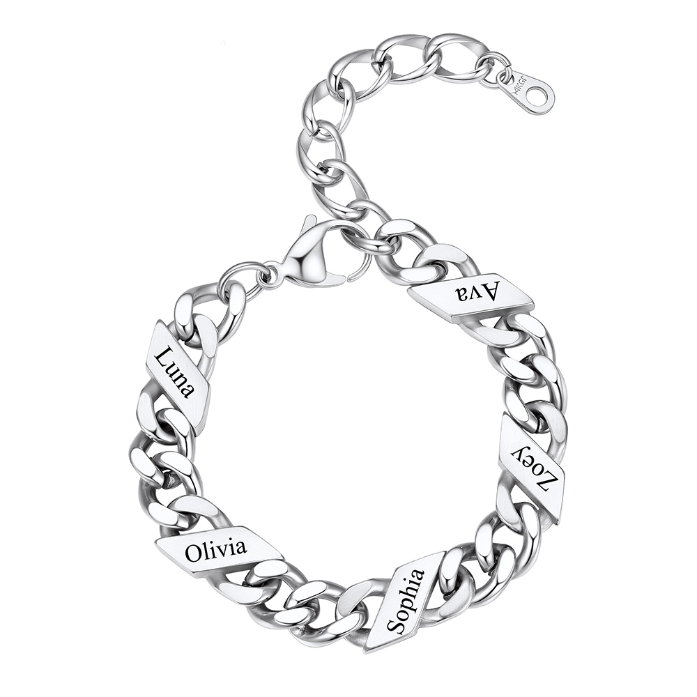 Personalized 5 Name Cuban Chain Bracelet 9MM