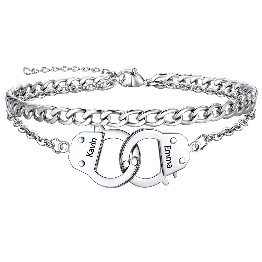 Stainless Steel Handcuff Double Layer Anklet for Women