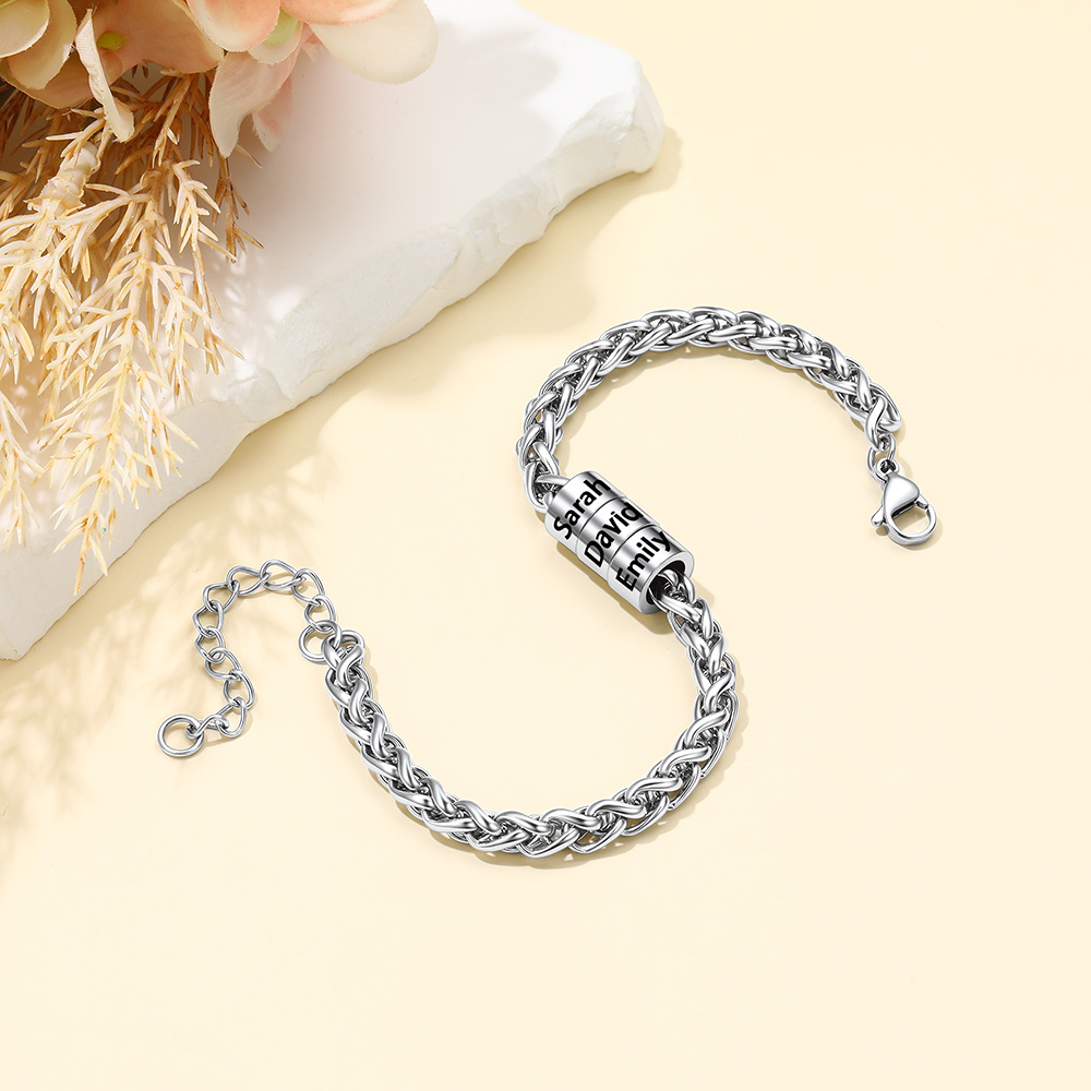 Personalized 1-5 Name Beads Bracelet for Men father's day gift