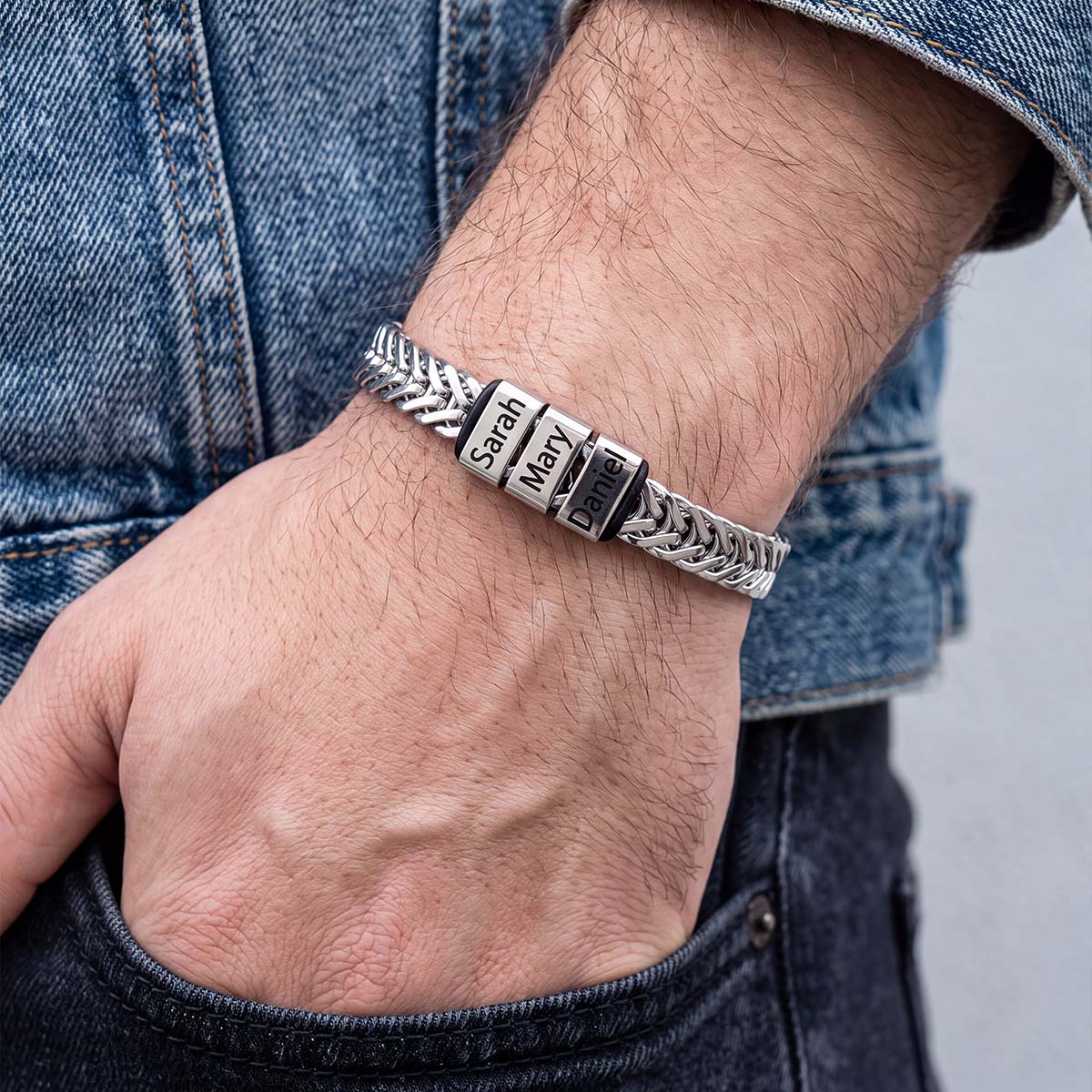 Custom 3 Names Bracelet for Men