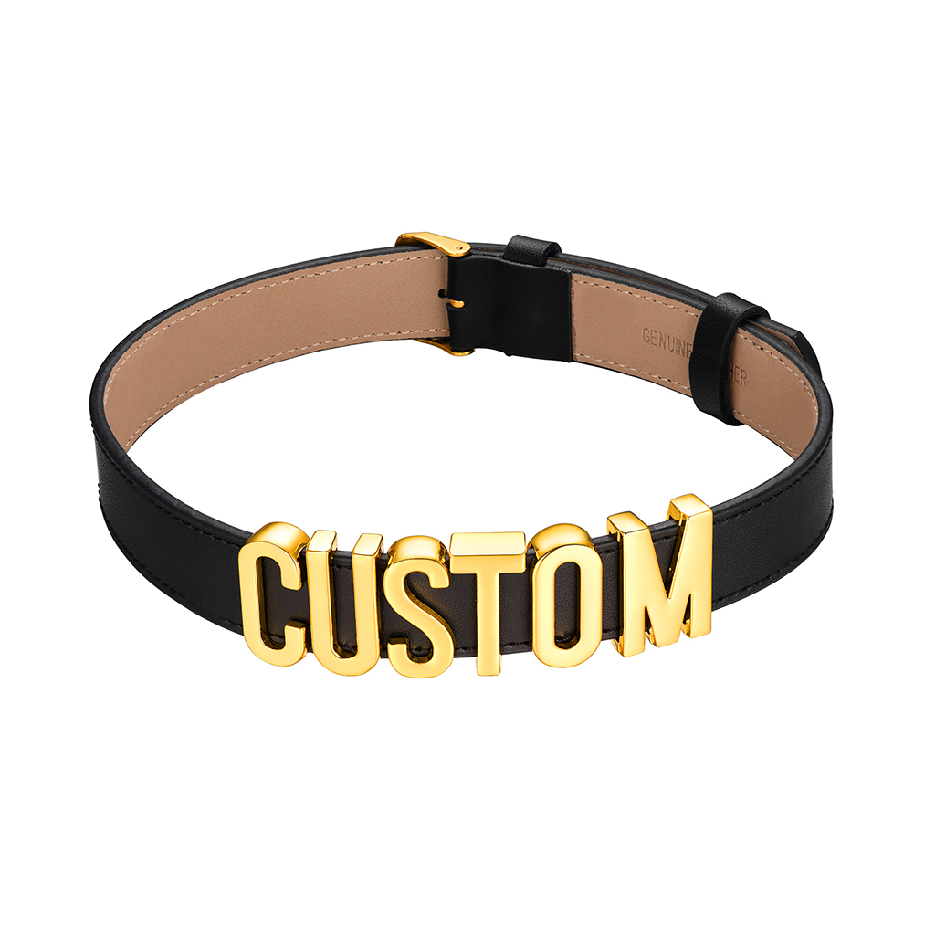 Personalized Women's Choker Leather Name Necklace